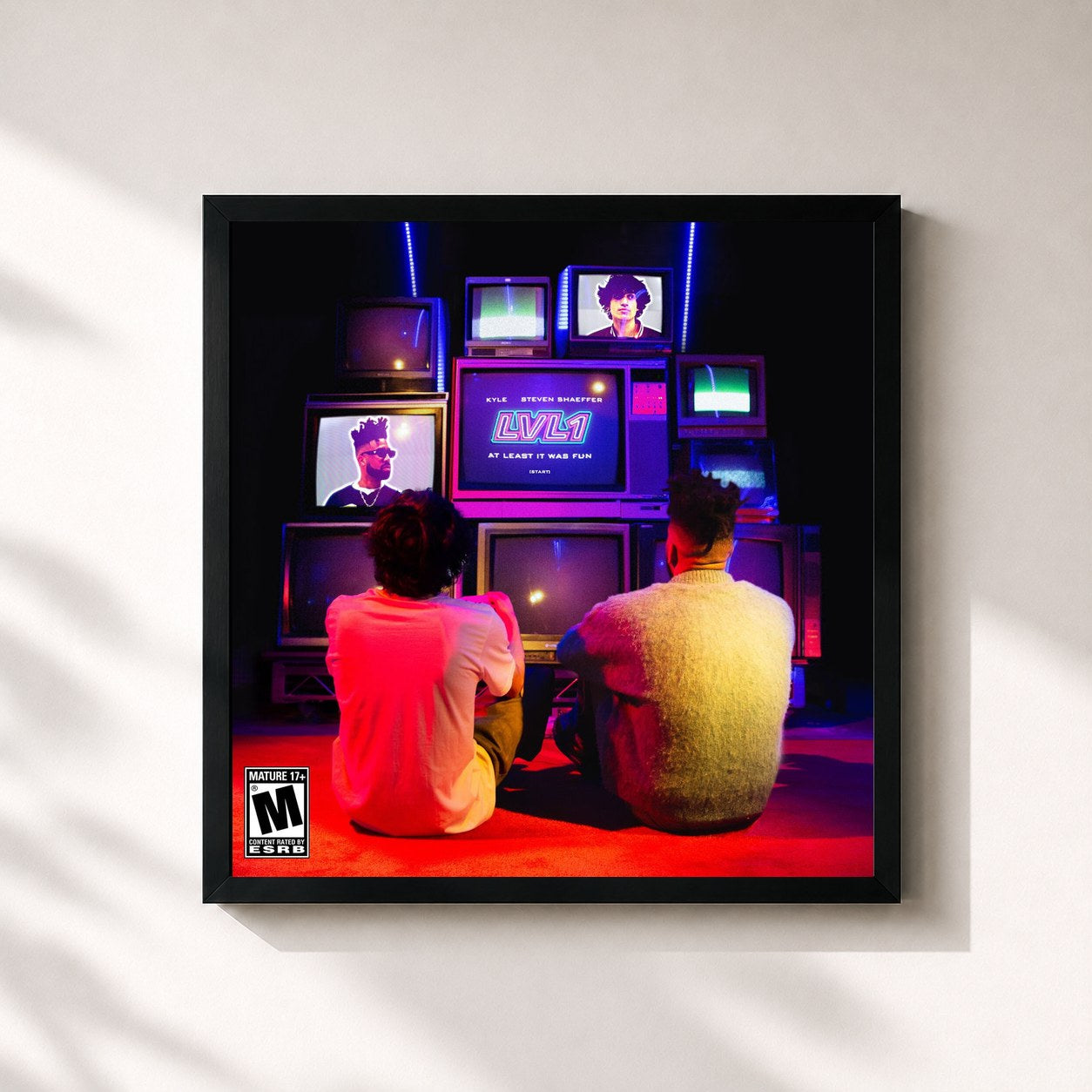 #noir Tableau carré de l'album Lvl 1: At Least It Was Fun de Kyle, cadre noir 32x32 cm