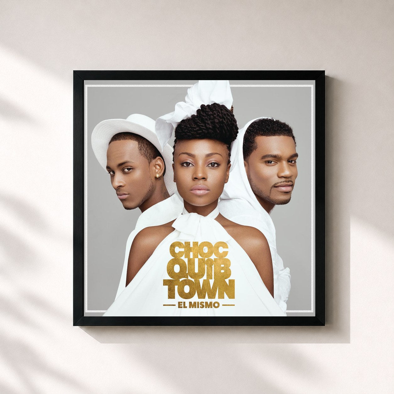 #noir Tableau carré de l'album El Mismo de ChocQuibTown, cadre noir 32x32 cm