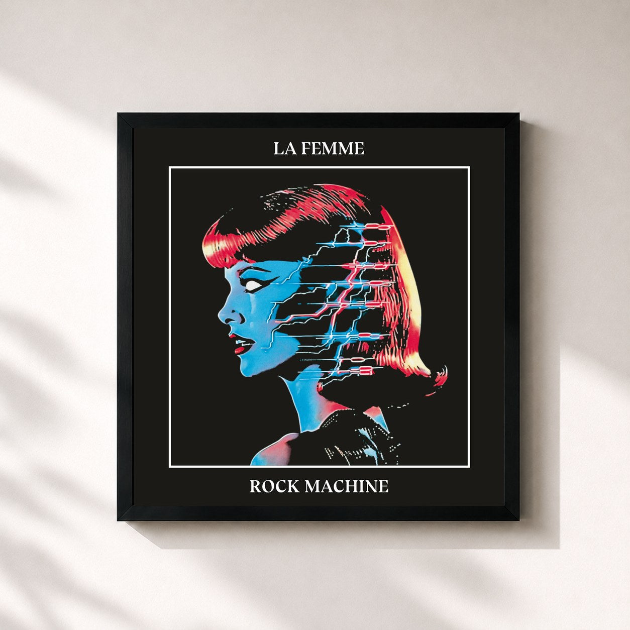 #noir Tableau carré de l'album Rock Machine de La Femme, cadre noir 32x32 cm