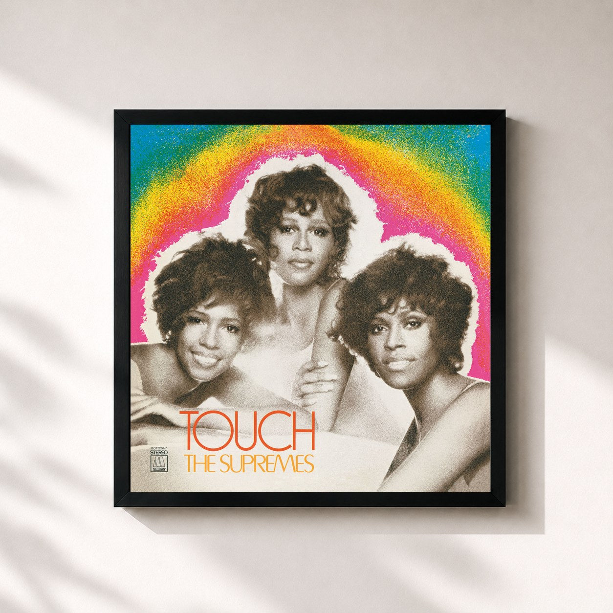 #noir Tableau carré de l'album Touch de The Supremes, cadre noir 32x32 cm