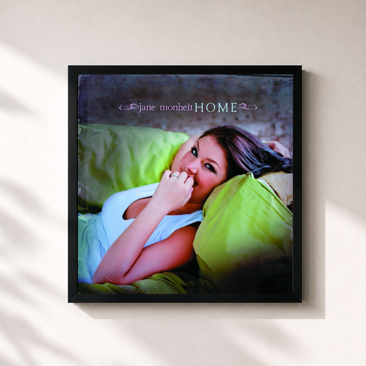 #noir Tableau carré de l'album Home de Jane Monheit, cadre noir 32x32 cm