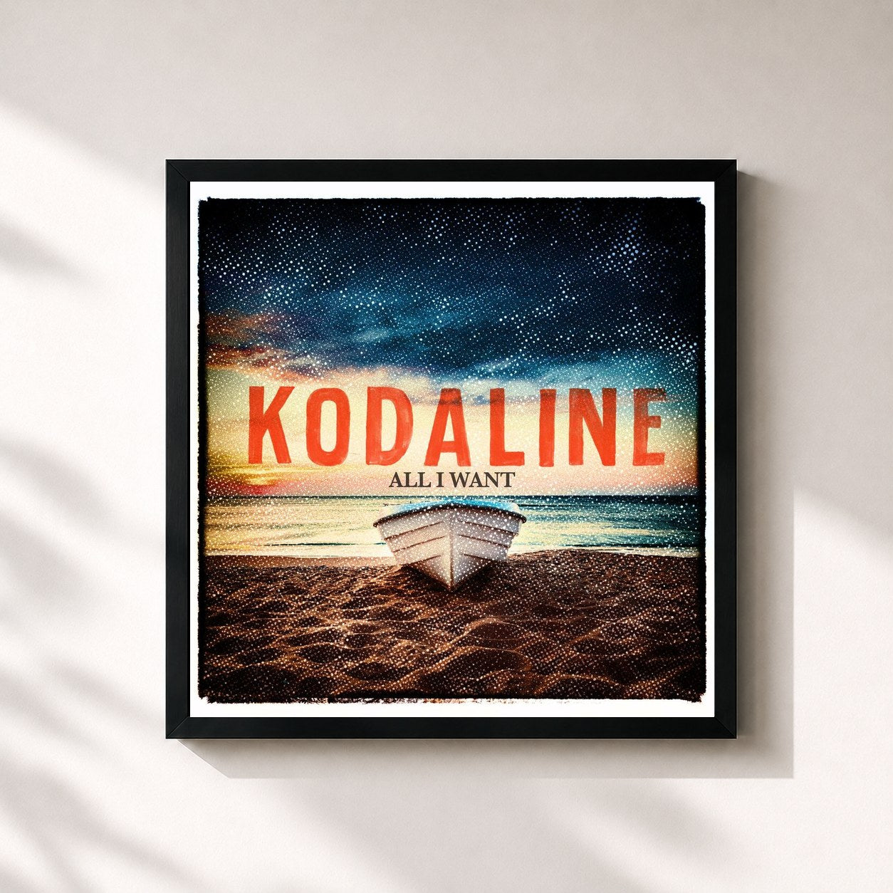 #noir Tableau carré de l'album All I Want de Kodaline, cadre noir 32x32 cm