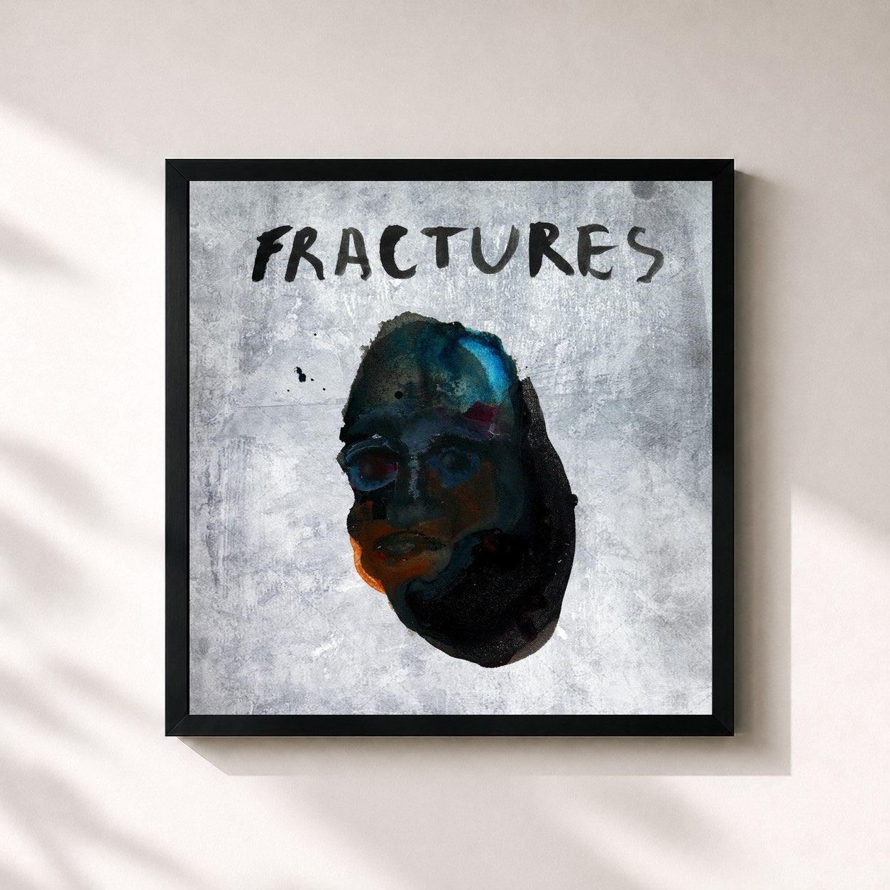 #noir Tableau carré de l'album Fractures de Fractures, cadre noir 32x32 cm