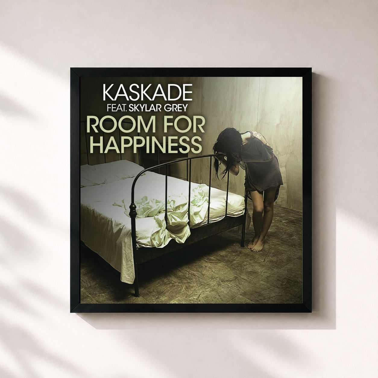 #noir Tableau carré de l'album Room for Happiness (feat. Skylar Grey) de Kaskade, cadre noir 32x32 cm