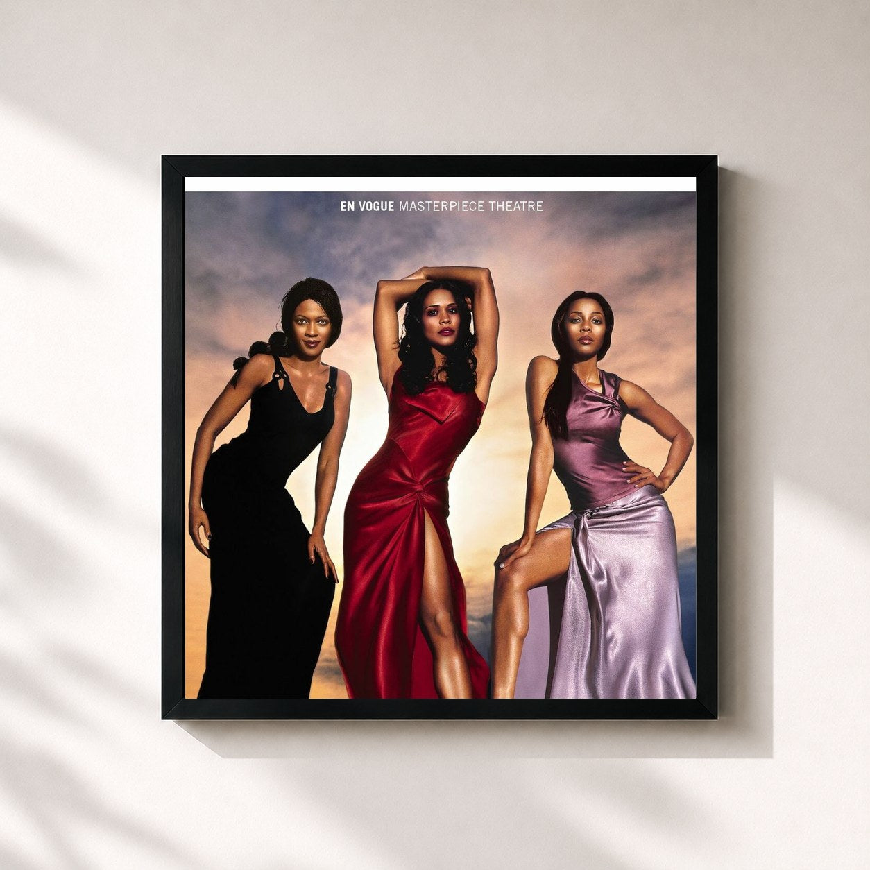 #noir Tableau carré de l'album Masterpiece Theatre de En Vogue, cadre noir 32x32 cm