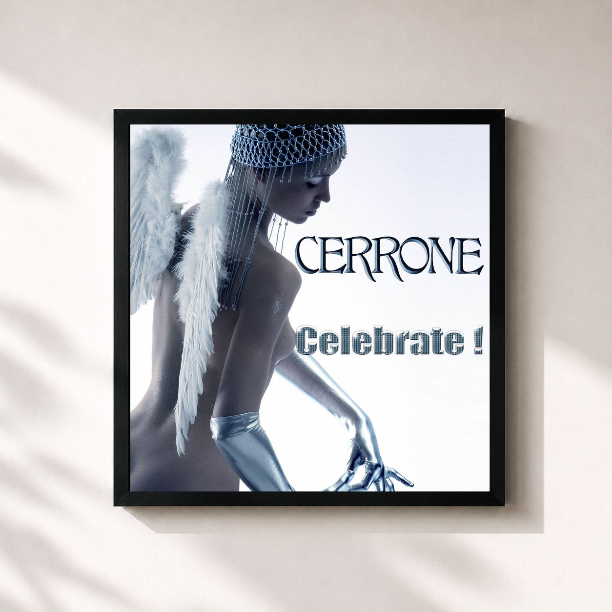 #noir Tableau carré de l'album Celebrate ! de Cerrone, cadre noir 32x32 cm