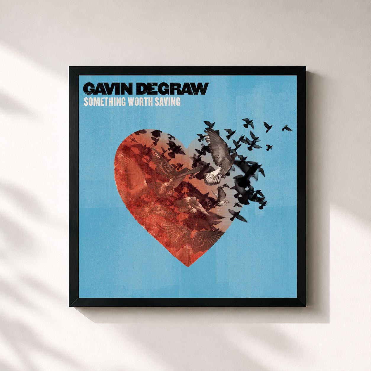 #noir Tableau carré de l'album Something Worth Saving de Gavin DeGraw, cadre noir 32x32 cm