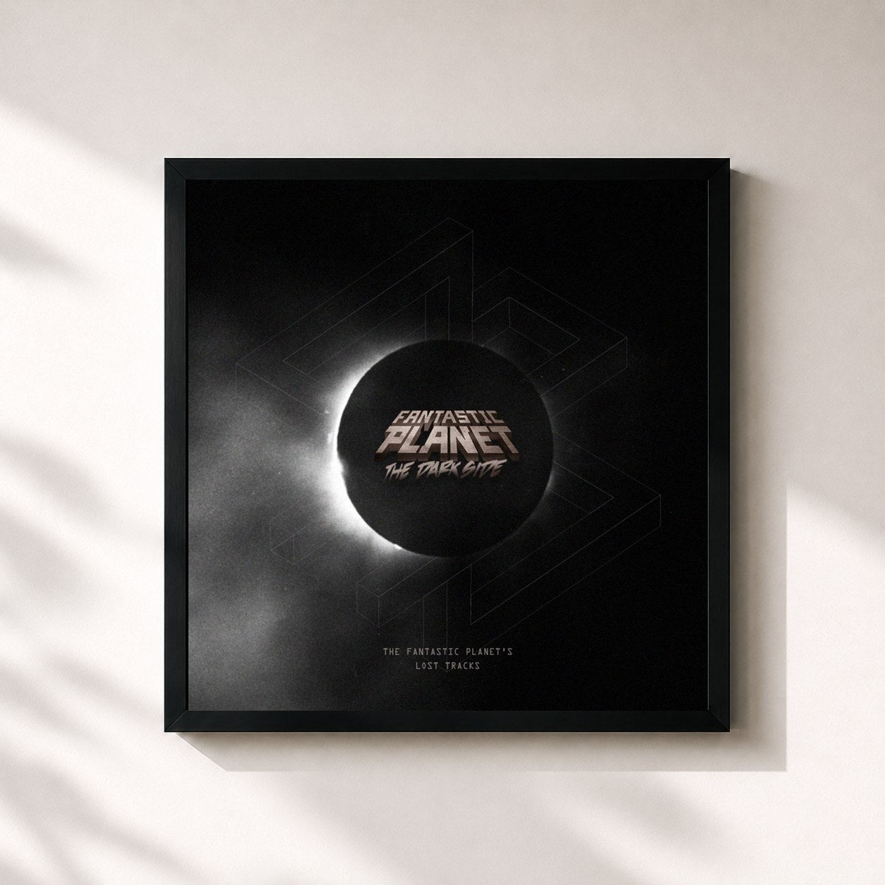 #noir Tableau carré de l'album The Dark Side Fantastic Planet Suite de La Fine Equipe, cadre noir 32x32 cm