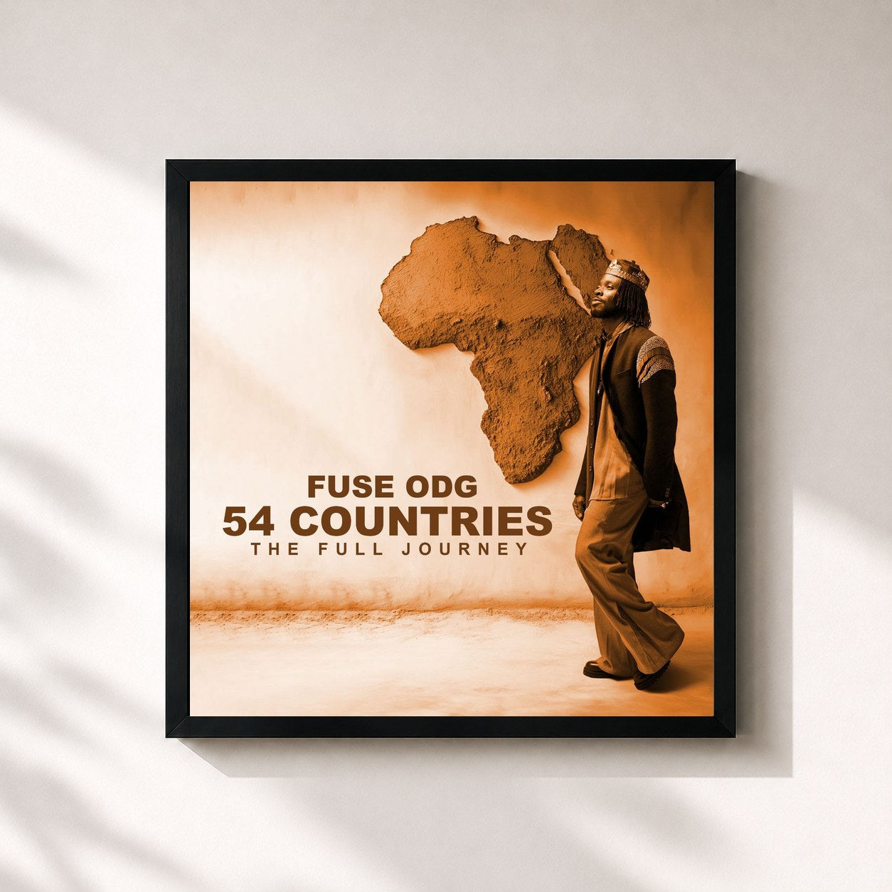 #noir Tableau carré de l'album 54 Countries - The Full Journey de Fuse ODG, cadre noir 32x32 cm