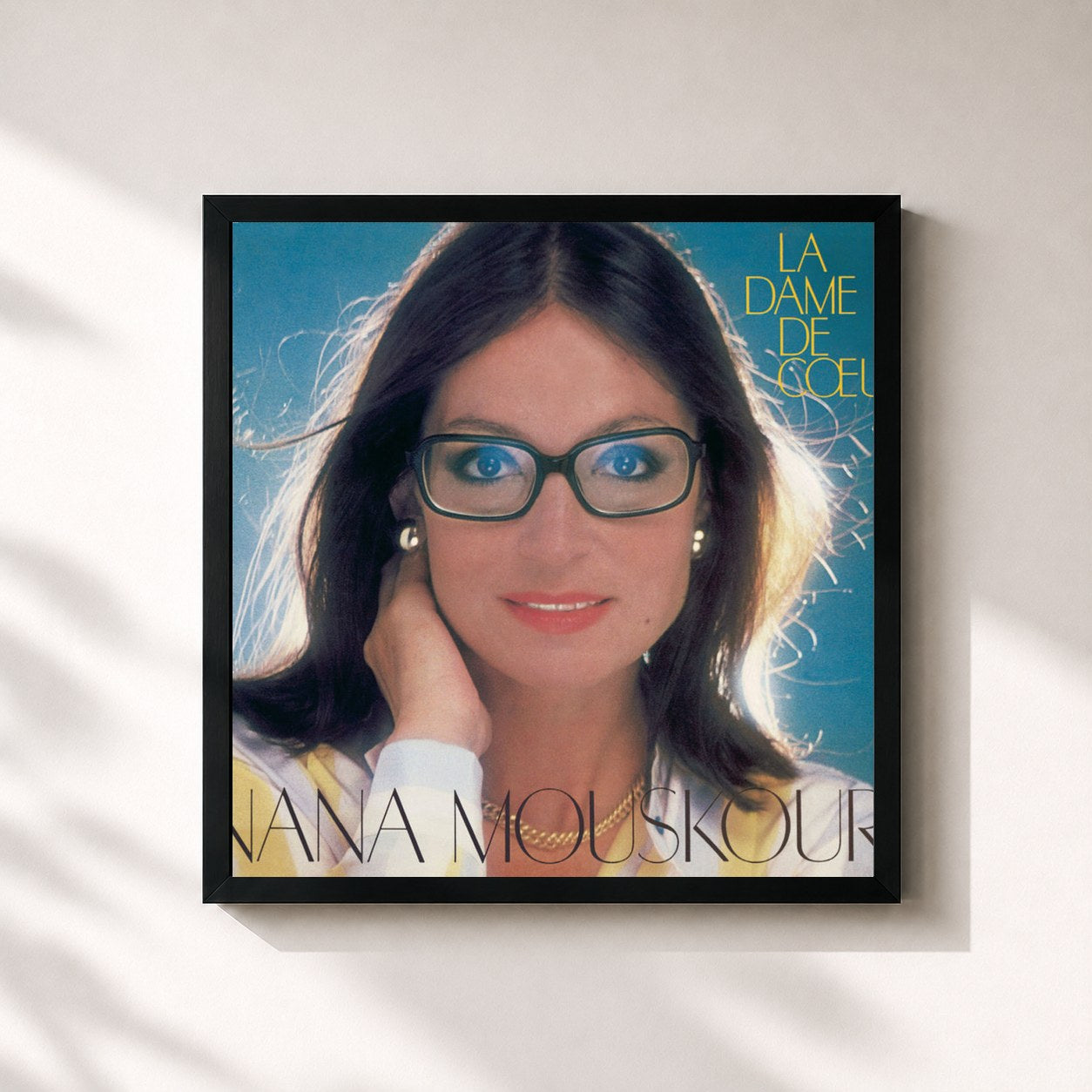 #noir Tableau carré de l'album La Dame De Coeur de Nana Mouskouri, cadre noir 32x32 cm