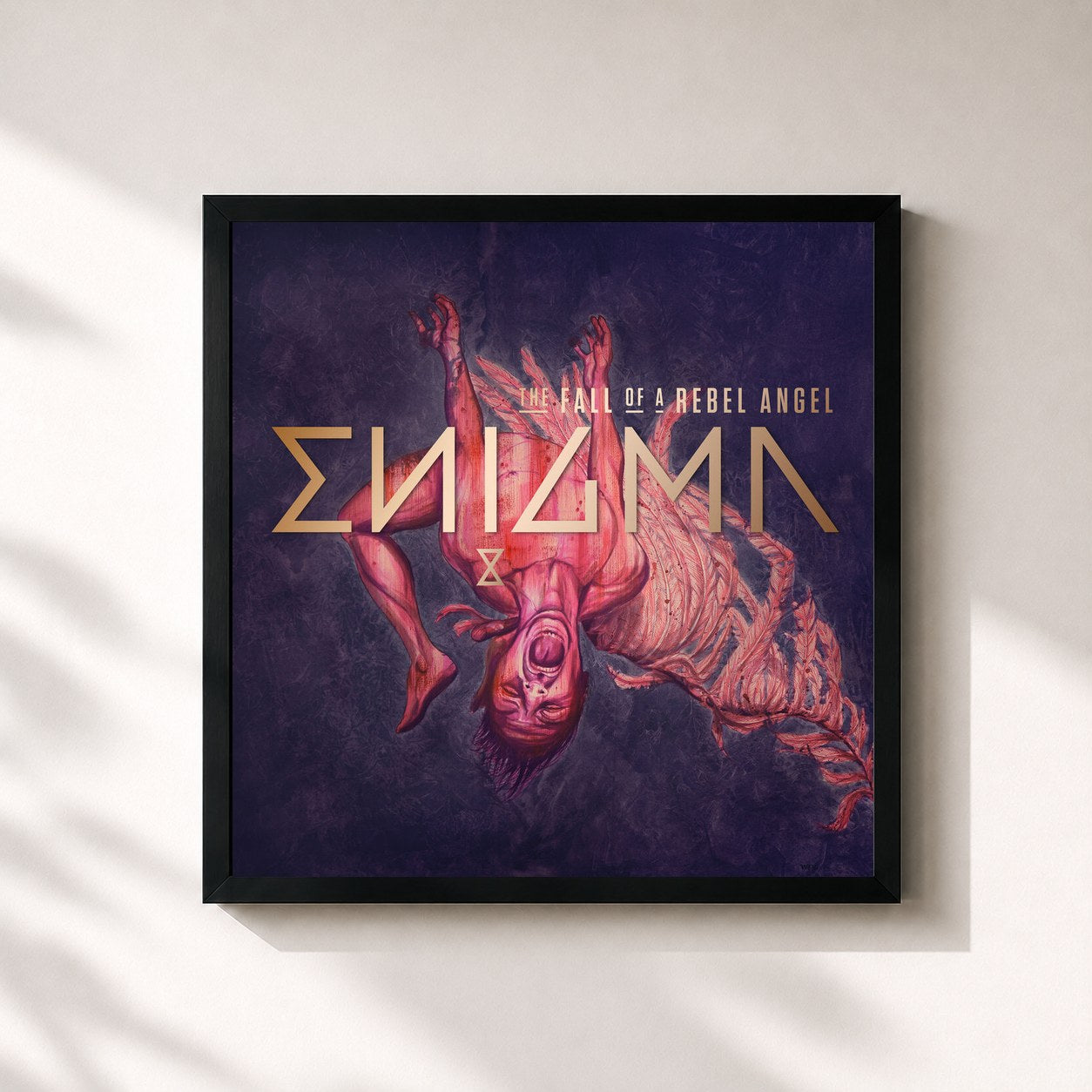 #noir Tableau carré de l'album The Fall Of A Rebel Angel de Enigma, cadre noir 32x32 cm