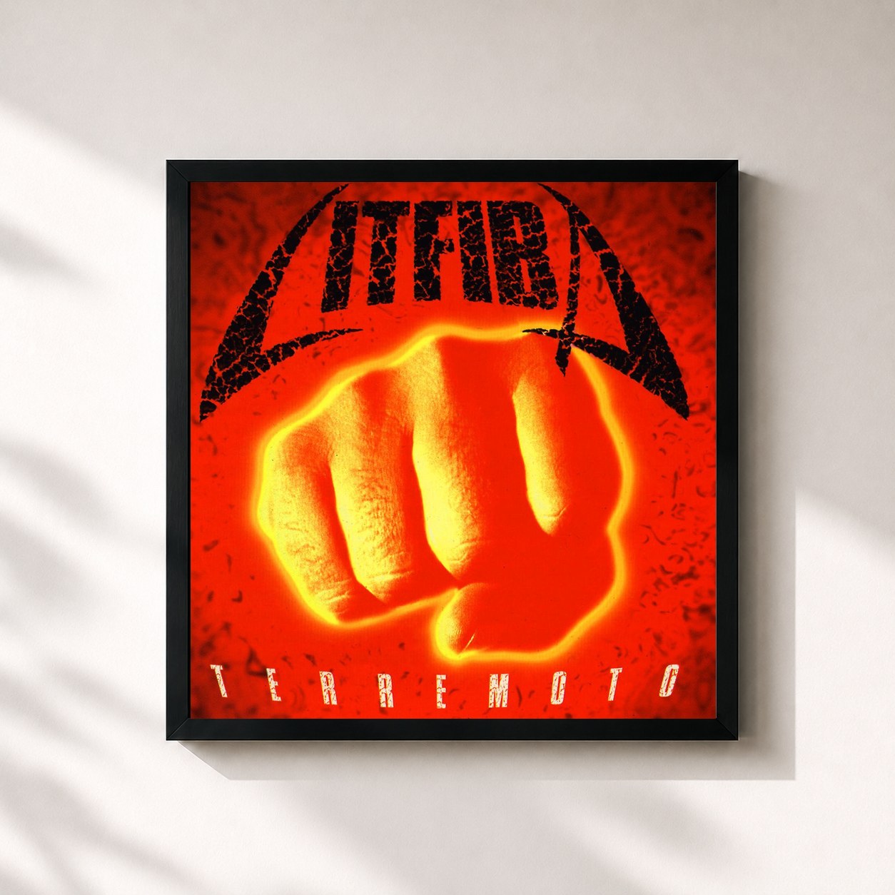 #noir Tableau carré de l'album Terremoto de Litfiba, cadre noir 32x32 cm
