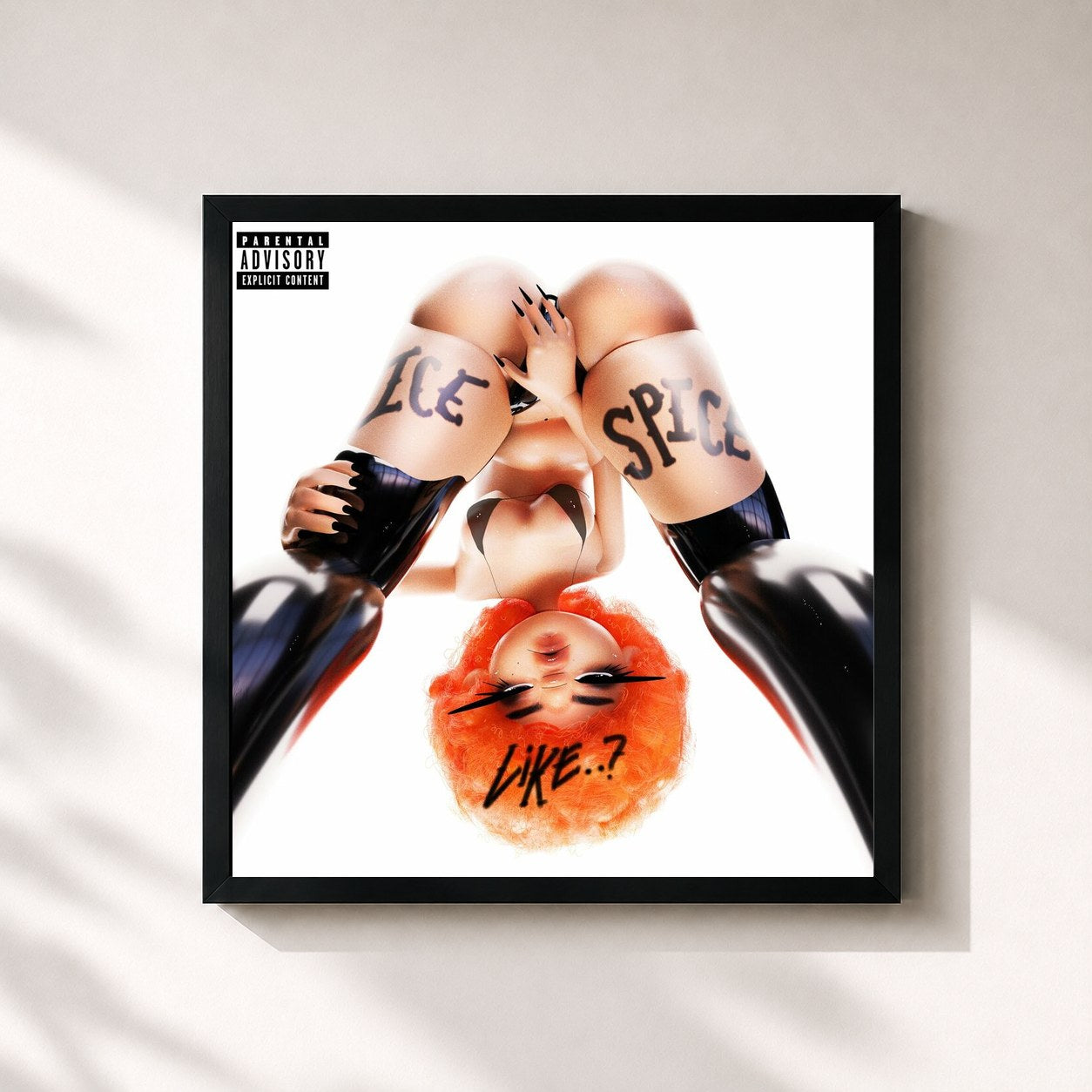 #noir Tableau carré de l'album Like..? de Ice Spice, cadre noir 32x32 cm