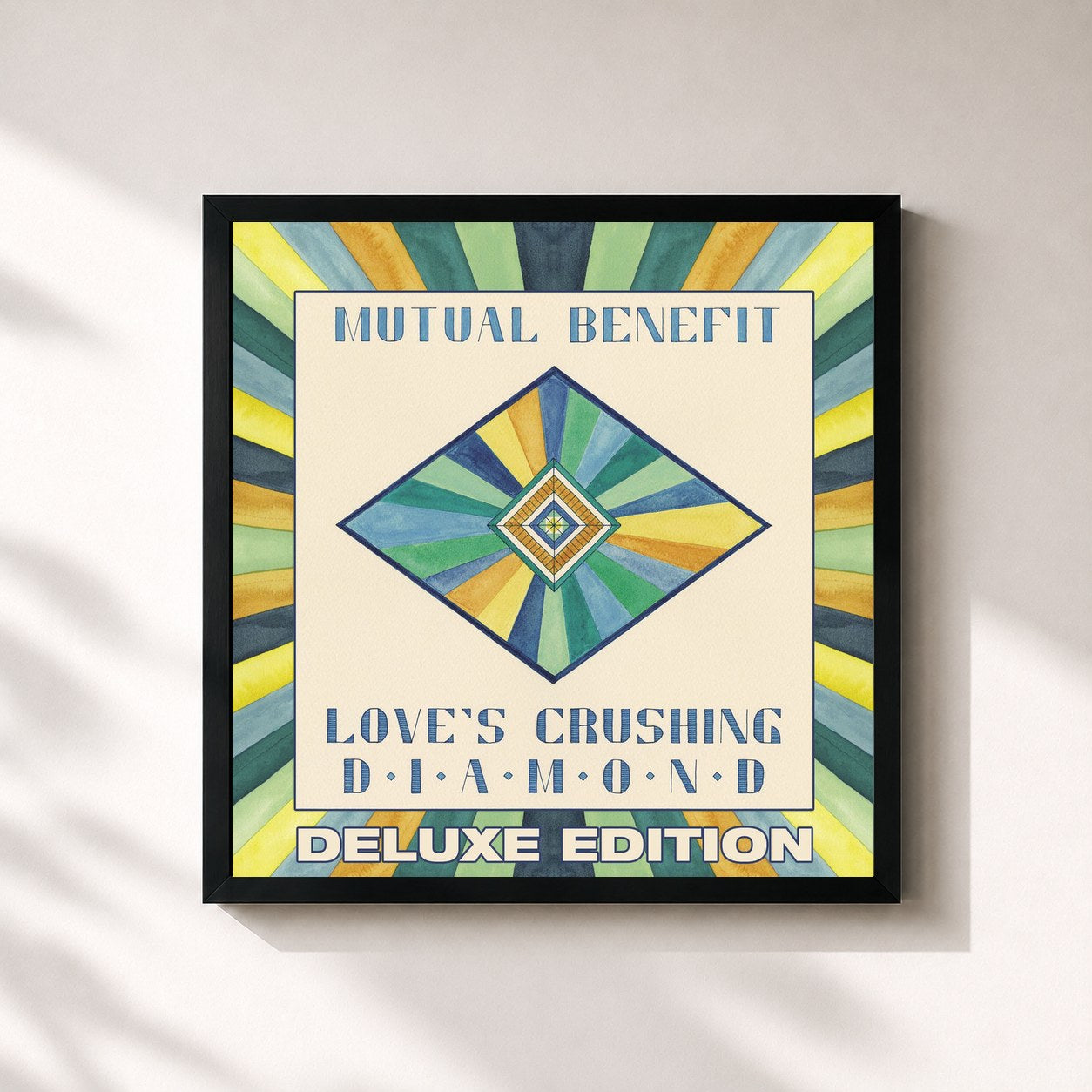#noir Tableau carré de l'album Love's Crushing Diamond (Deluxe Edition) de Mutual Benefit, cadre noir 32x32 cm