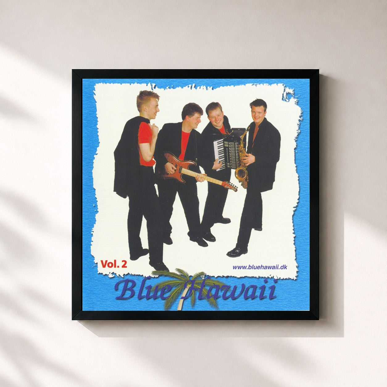 #noir Tableau carré de l'album Blue Hawaii Vol 2 de Blue Hawaii, cadre noir 32x32 cm