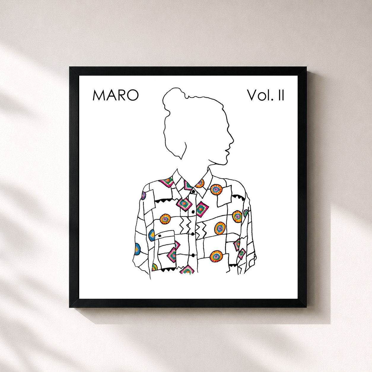 #noir Tableau carré de l'album MARO, Vol. 2 de MARO, cadre noir 32x32 cm