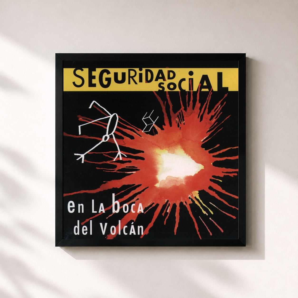 #noir Tableau carré de l'album En La Boca Del Volcan de Seguridad Social, cadre noir 32x32 cm