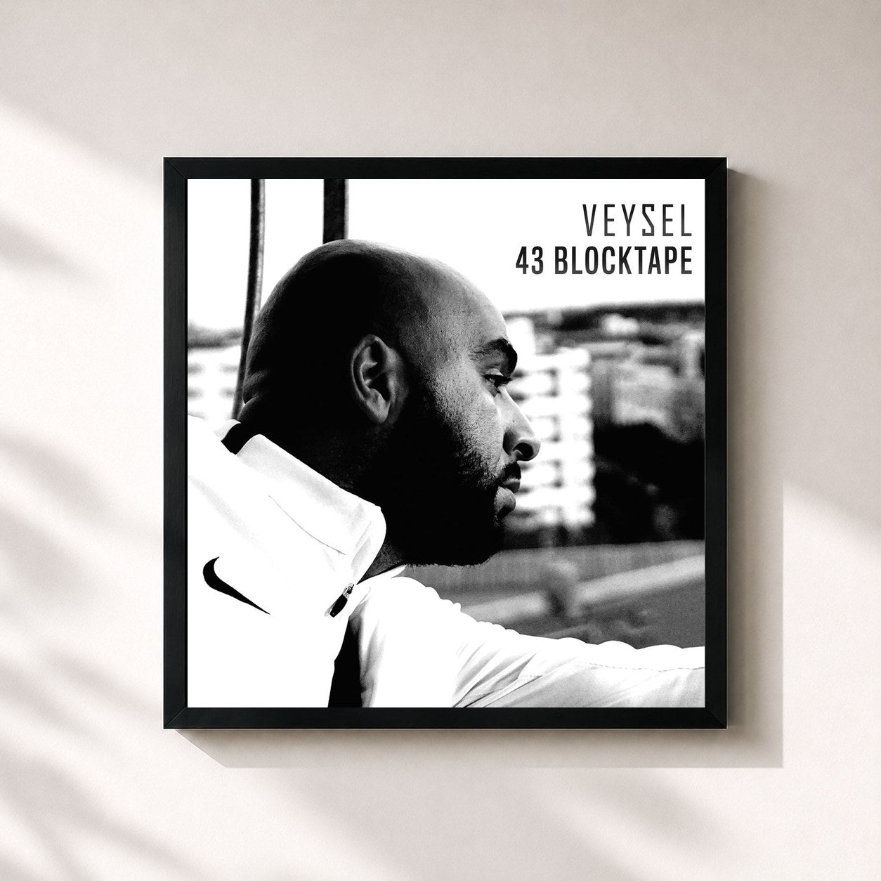 #noir Tableau carré de l'album 43 Blocktape de Veysel, cadre noir 32x32 cm