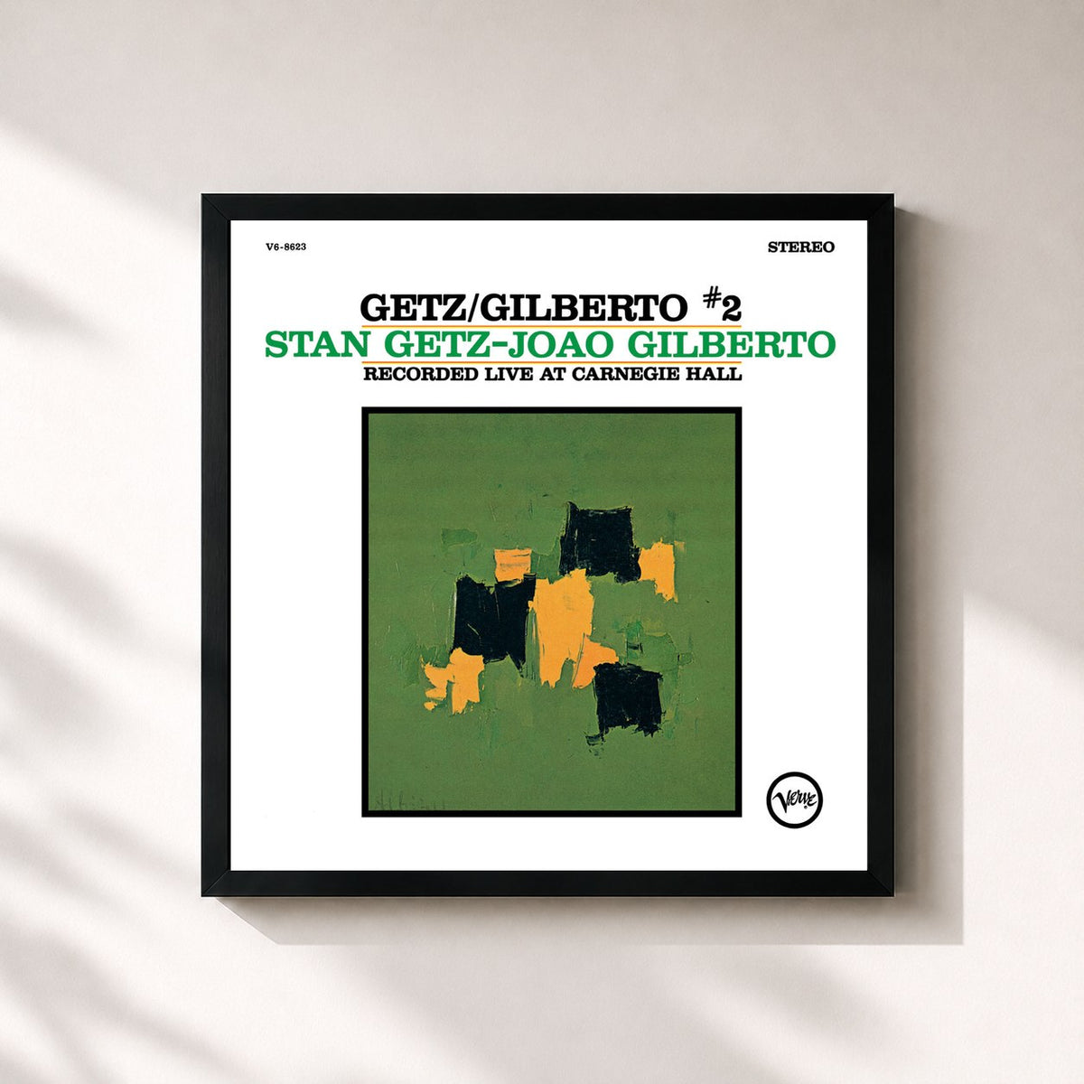 #noir Tableau carré de l'album Getz/Gilberto #2 de Stan Getz, cadre noir 32x32 cm