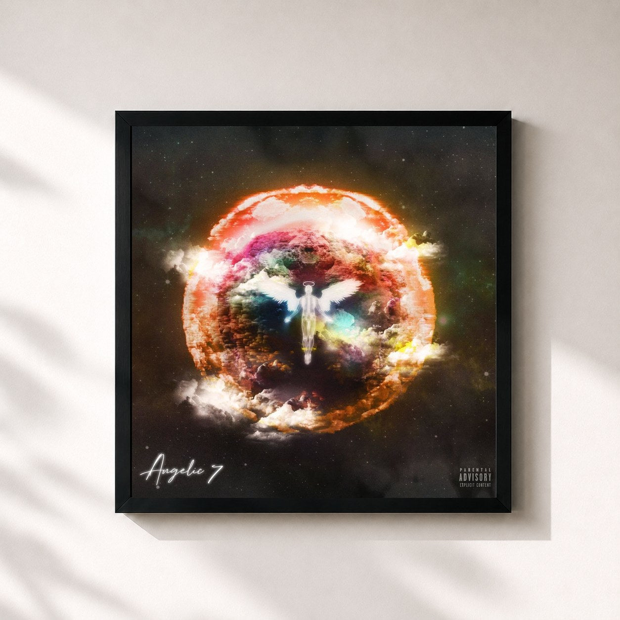 #noir Tableau carré de l'album Angelic 7 de SoFaygo, cadre noir 32x32 cm