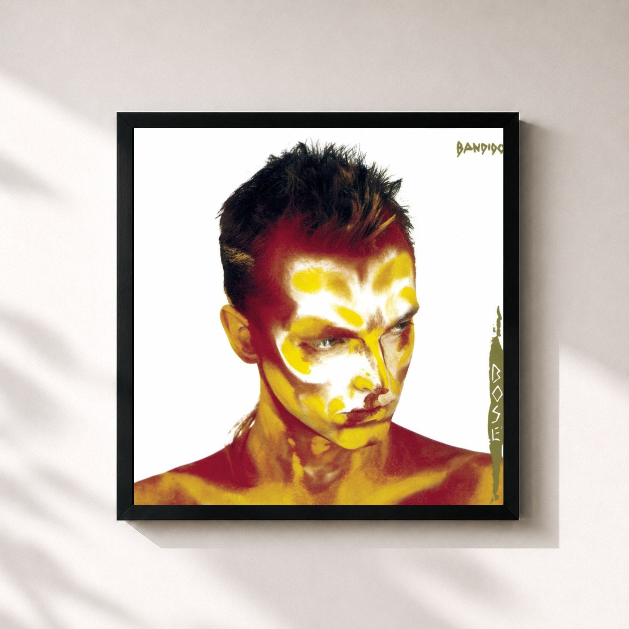 #noir Tableau carré de l'album Bandido de Miguel Bosé, cadre noir 32x32 cm
