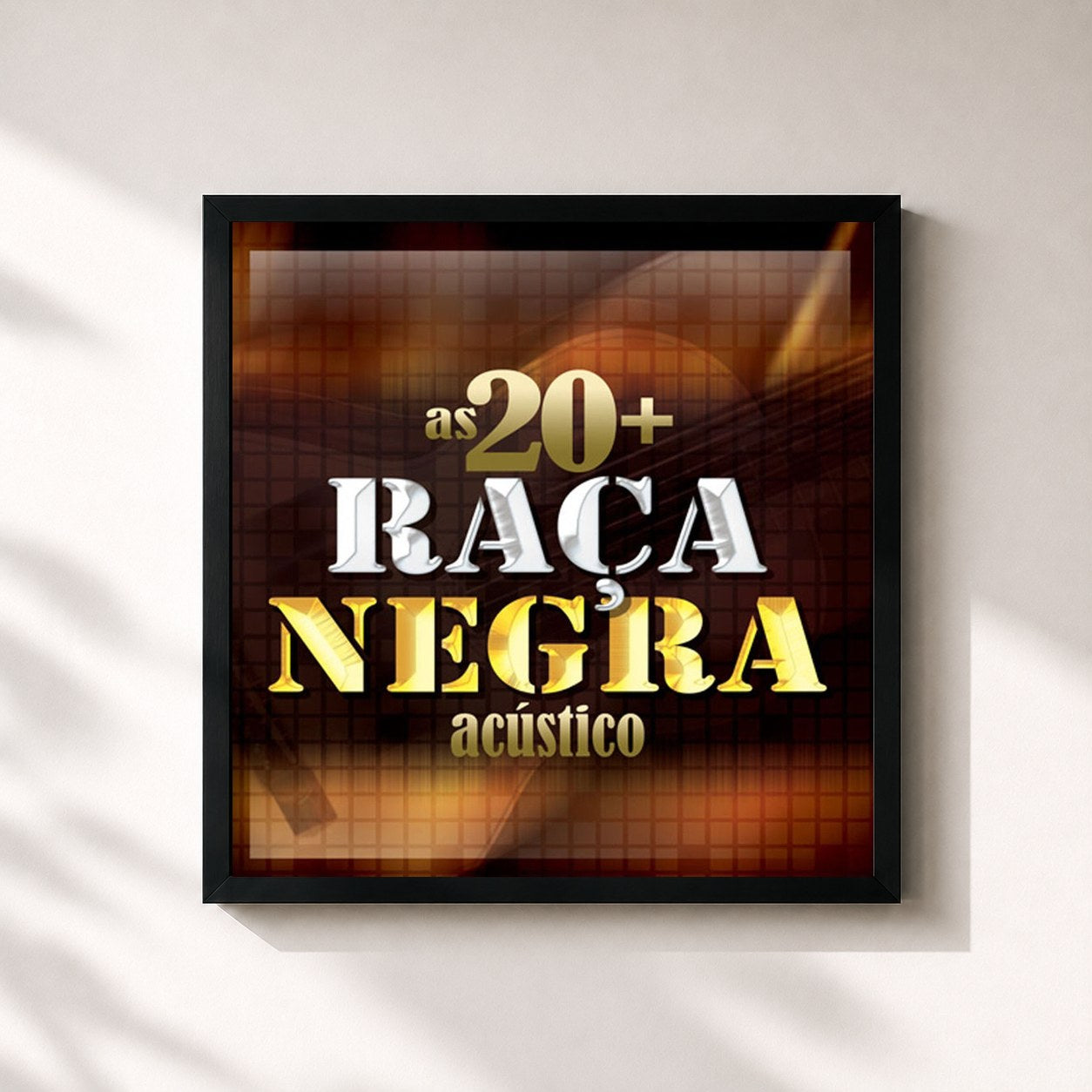 #noir Tableau carré de l'album Raça Negra as 20 + (Acústico) de Raça Negra, cadre noir 32x32 cm
