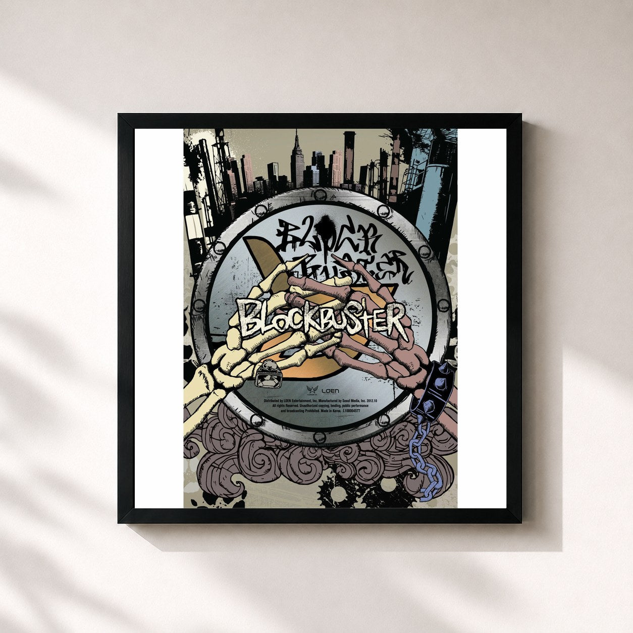 #noir Tableau carré de l'album BLOCKBUSTER de Block B, cadre noir 32x32 cm
