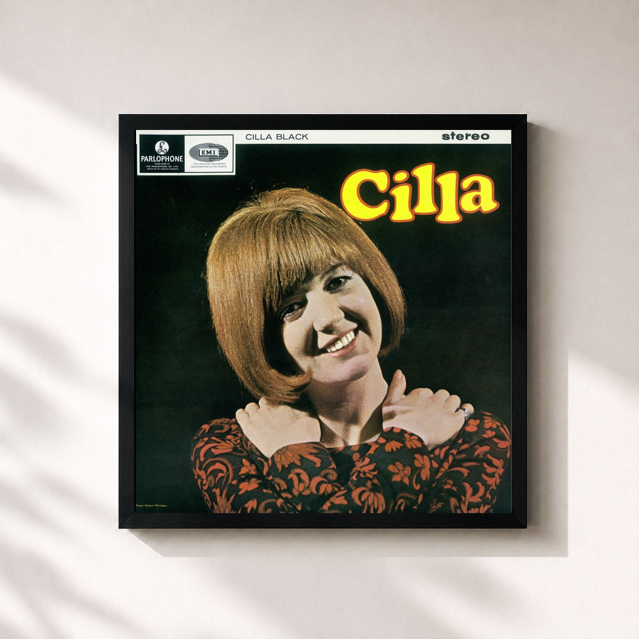 #noir Tableau carré de l'album Cilla de Cilla Black, cadre noir 32x32 cm
