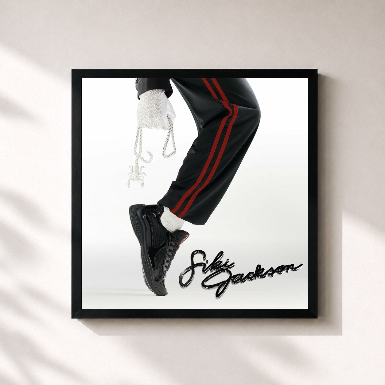 #noir Tableau carré de l'album SIKI JACKSON de Summer Cem, cadre noir 32x32 cm