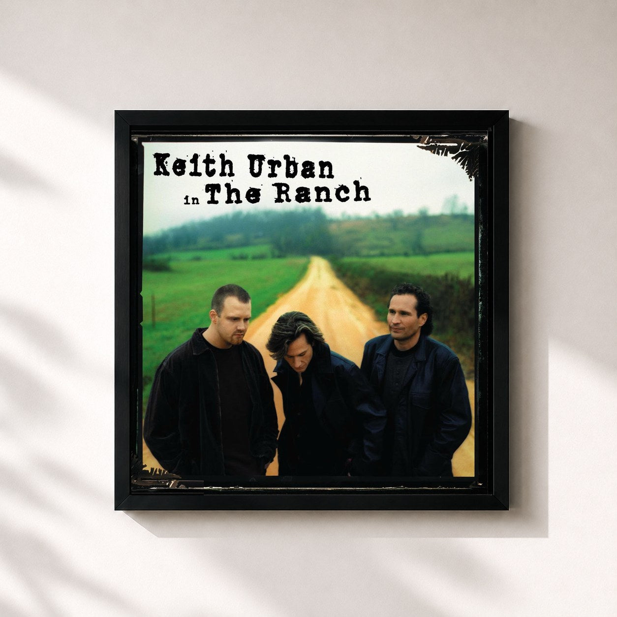 #noir Tableau carré de l'album Keith Urban In The Ranch de Keith Urban, cadre noir 32x32 cm