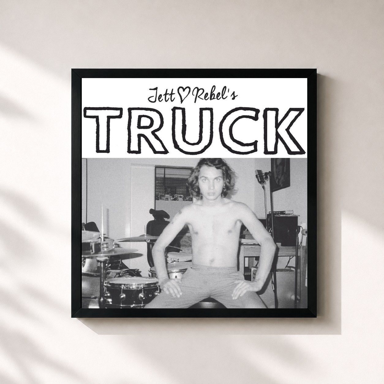 #noir Tableau carré de l'album Truck de Jett Rebel, cadre noir 32x32 cm