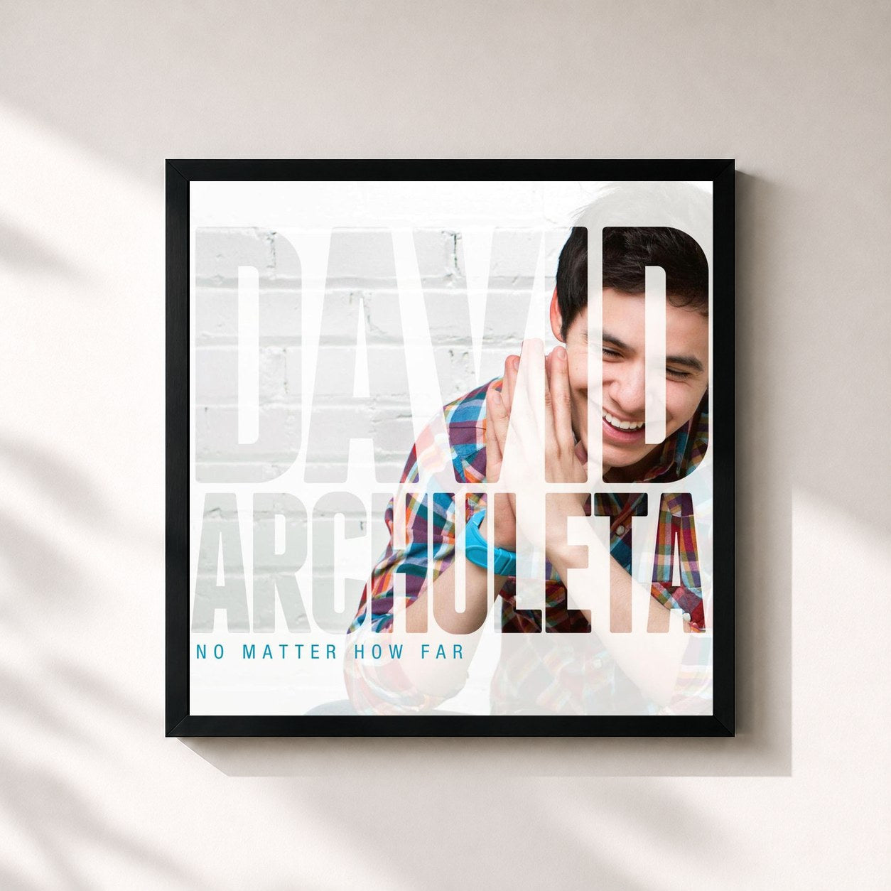 #noir Tableau carré de l'album No Matter How Far de David Archuleta, cadre noir 32x32 cm