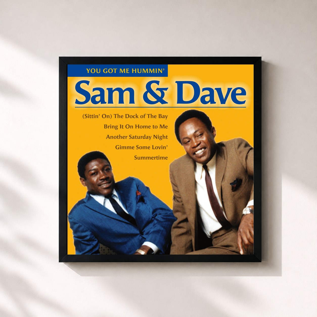 #noir Tableau carré de l'album You Got Me Hummin' de Sam & Dave, cadre noir 32x32 cm