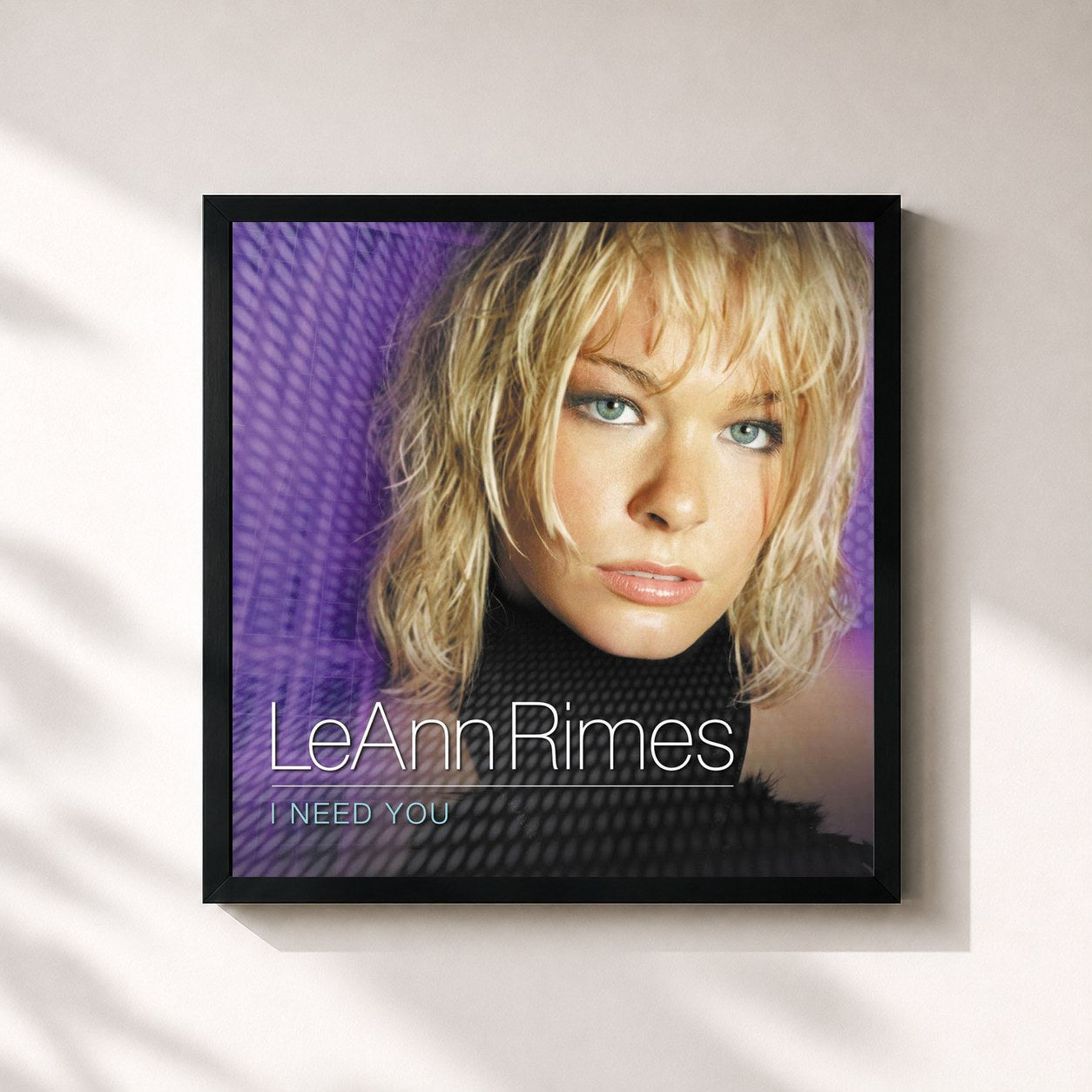#noir Tableau carré de l'album I Need You de LeAnn Rimes, cadre noir 32x32 cm