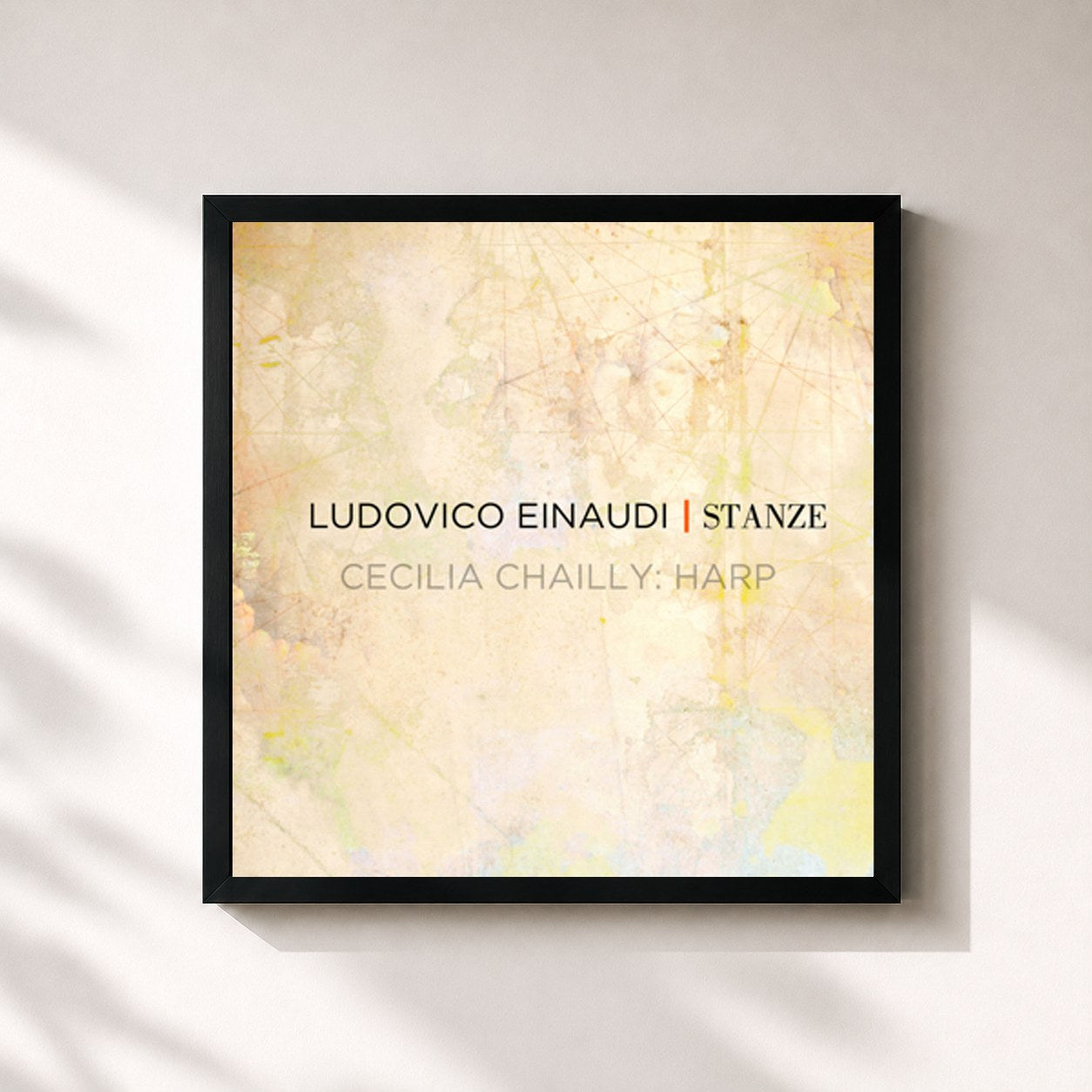 #noir Tableau carré de l'album Stanze de Ludovico Einaudi, cadre noir 32x32 cm