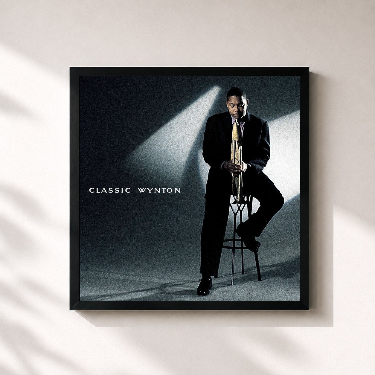 #noir Tableau carré de l'album Classic Wynton de Wynton Marsalis, cadre noir 32x32 cm