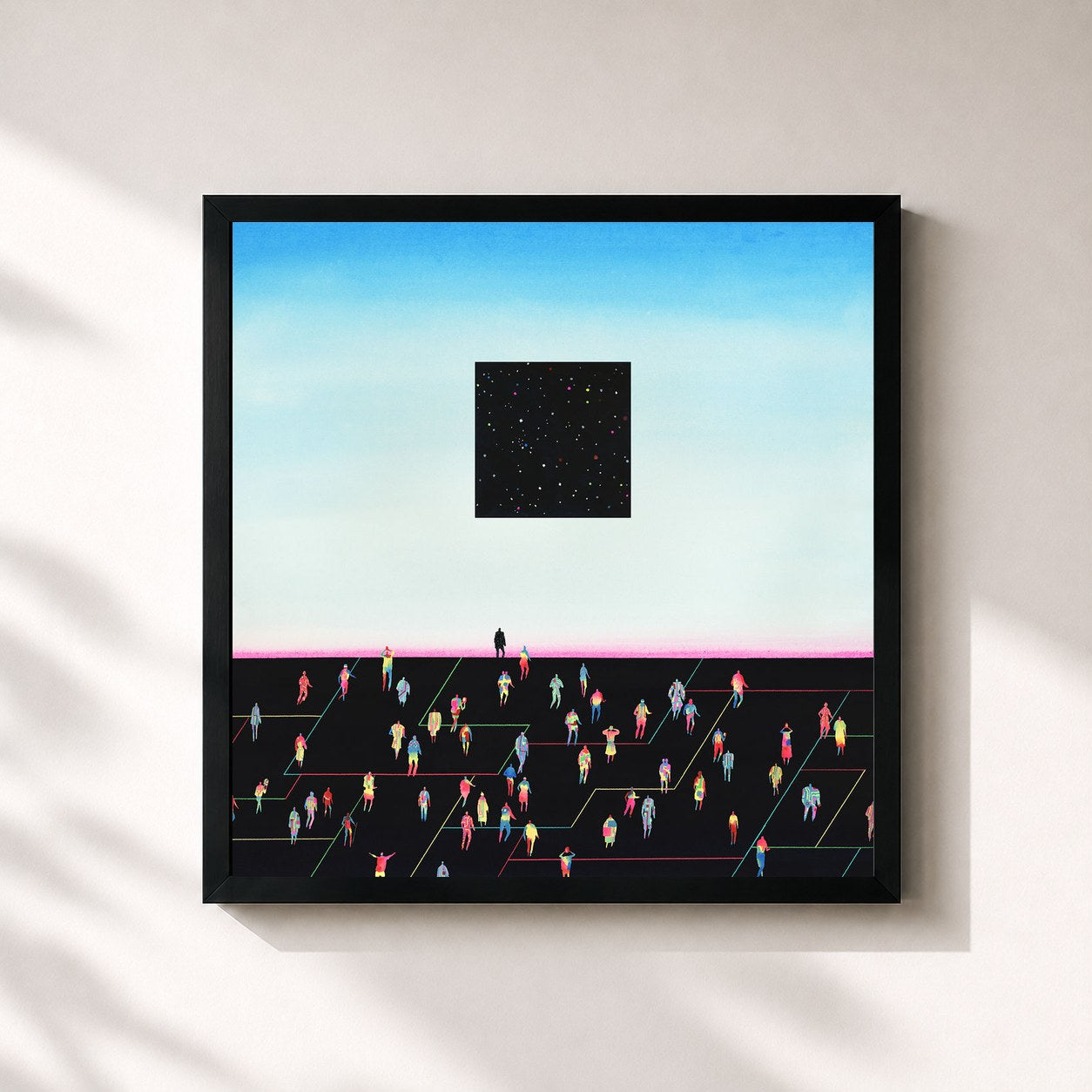 #noir Tableau carré de l'album Mirror Master de Young the Giant, cadre noir 32x32 cm