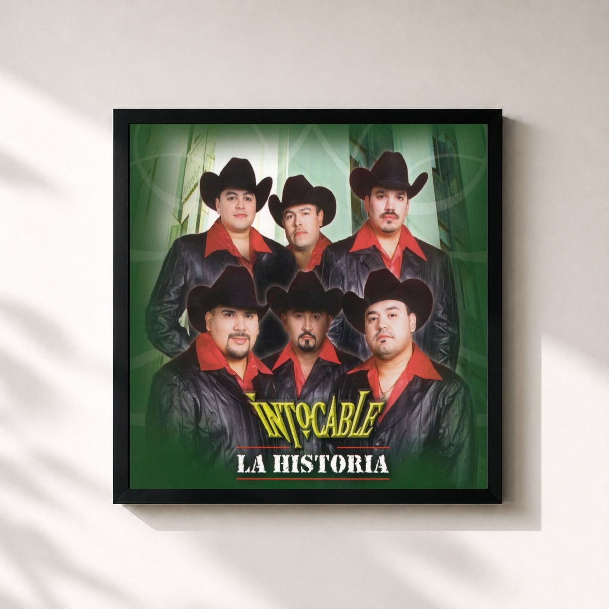 #noir Tableau carré de l'album La Historia de Intocable, cadre noir 32x32 cm