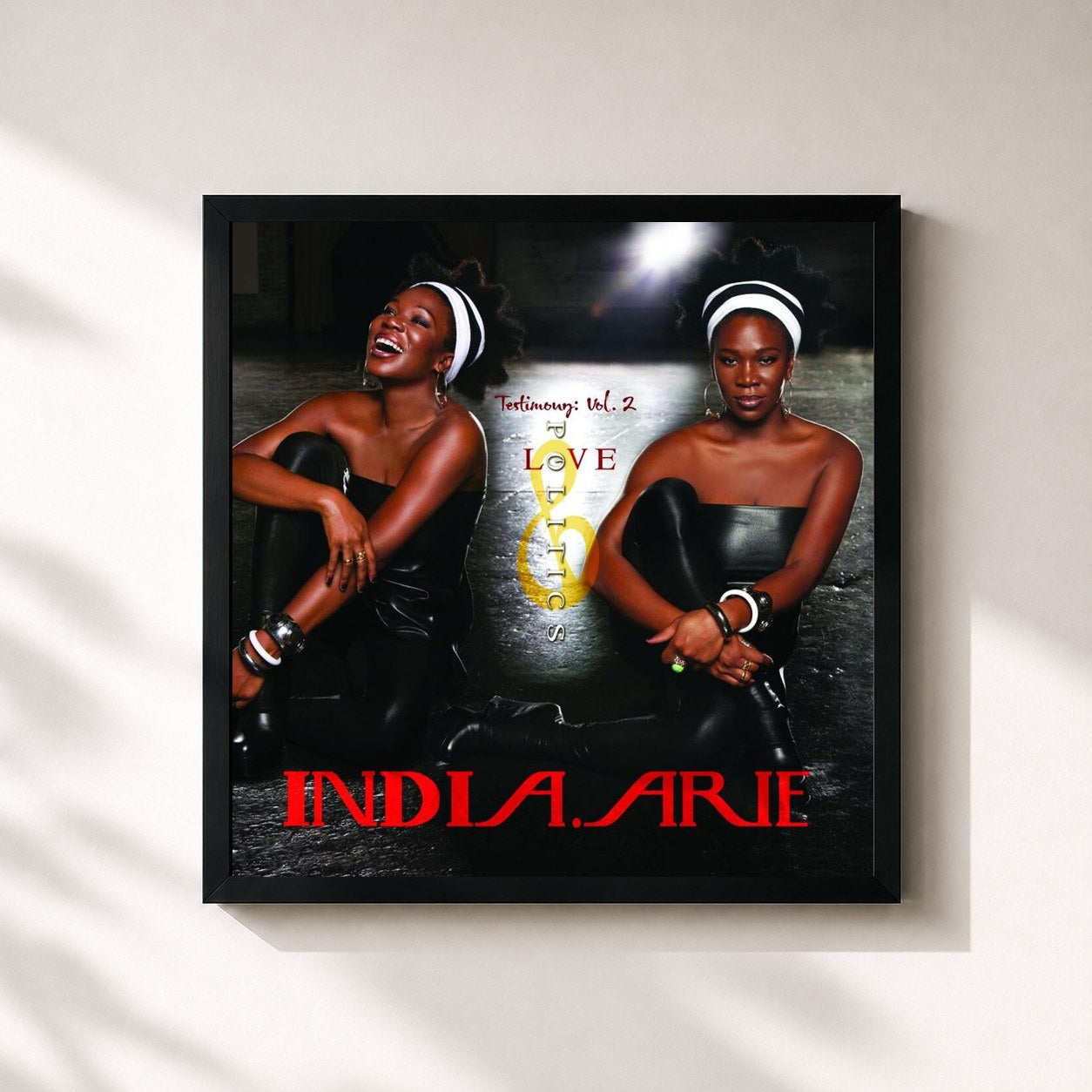 #noir Tableau carré de l'album TESTIMONY VOL. 2: LOVE & POLITICS de India.Arie, cadre noir 32x32 cm
