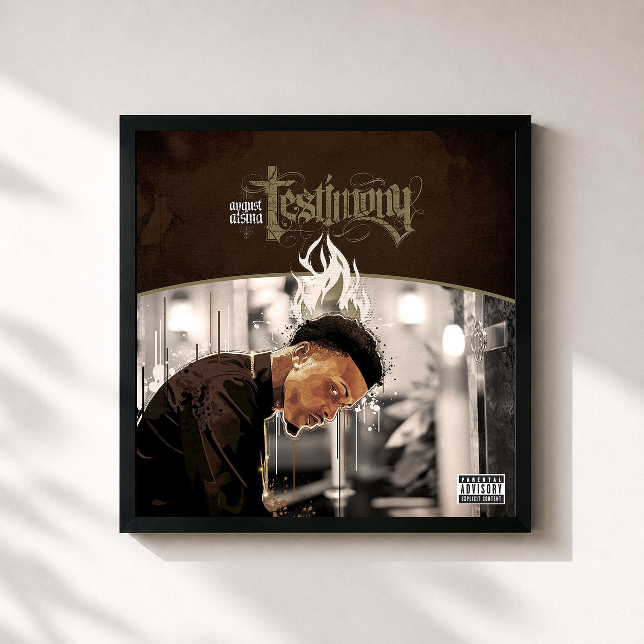 #noir Tableau carré de l'album Testimony (Deluxe) de August Alsina, cadre noir 32x32 cm