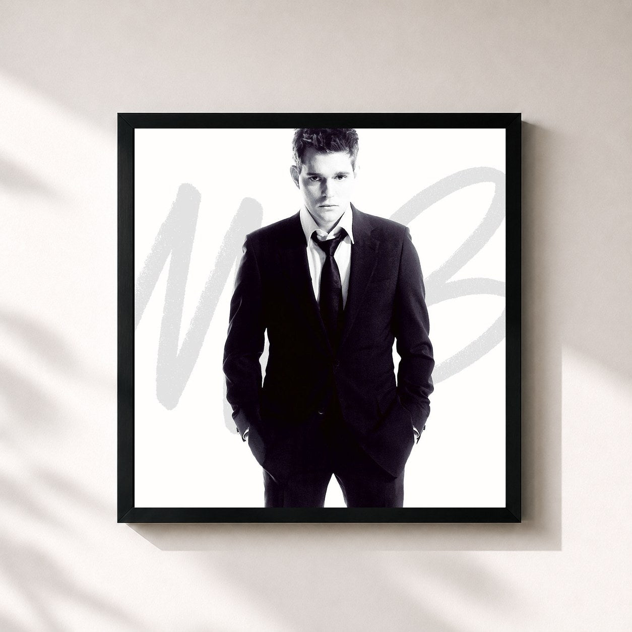 #noir Tableau carré de l'album It's Time de Michael Bublé, cadre noir 32x32 cm