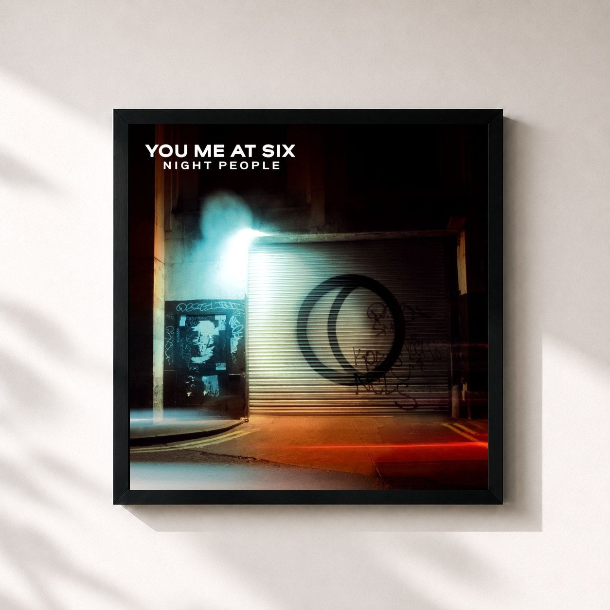 #noir Tableau carré de l'album Night People de You Me At Six, cadre noir 32x32 cm