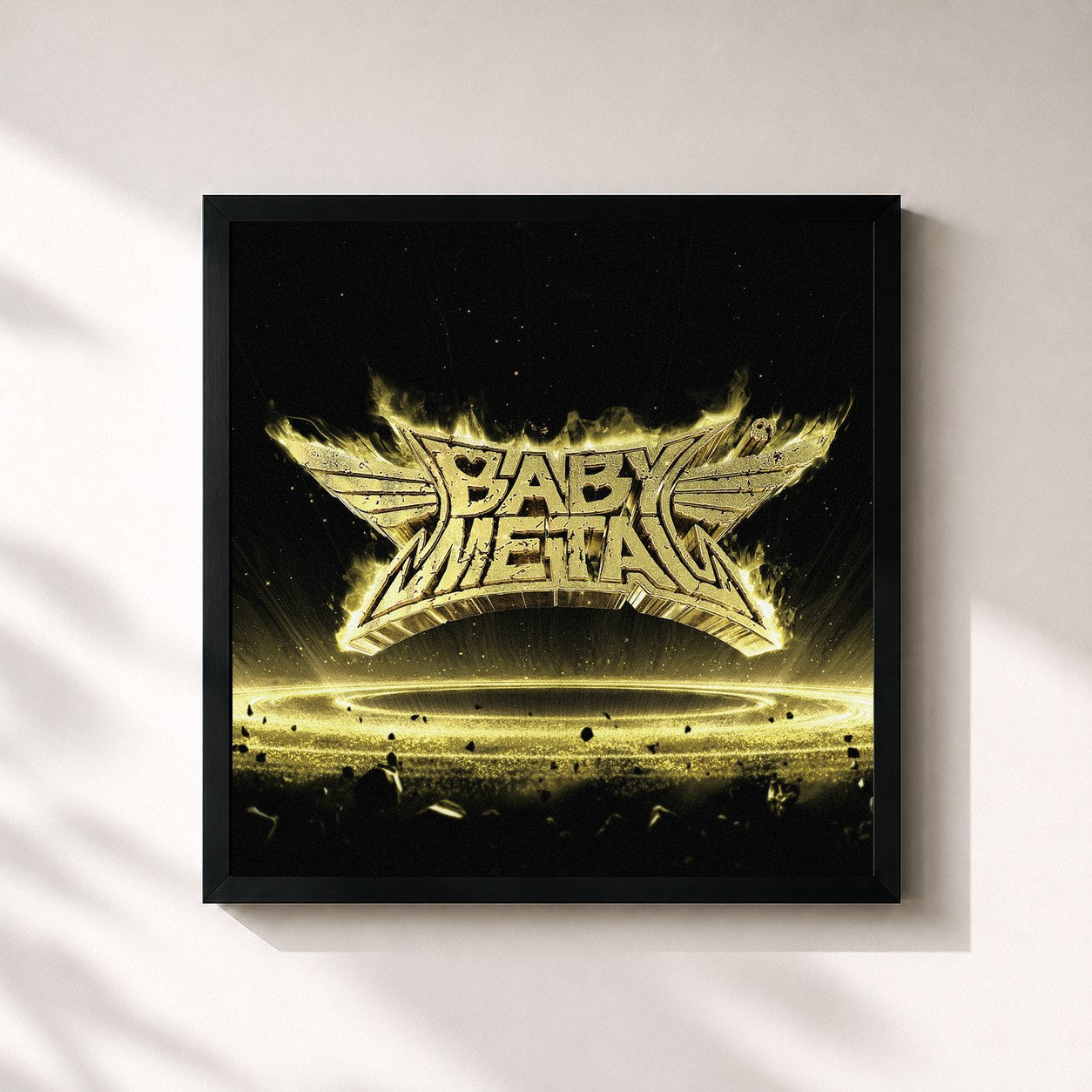 #noir Tableau carré de l'album METAL RESISTANCE de BABYMETAL, cadre noir 32x32 cm