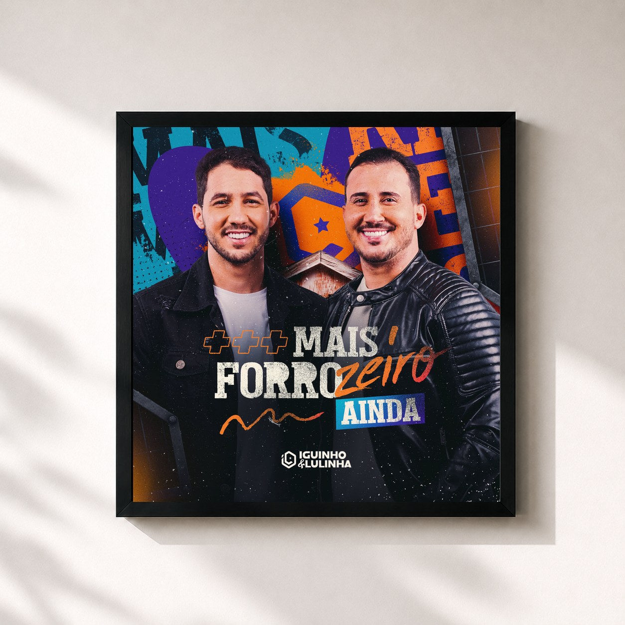 #noir Tableau carré de l'album Mais Forrozeiro Ainda de Iguinho e Lulinha, cadre noir 32x32 cm