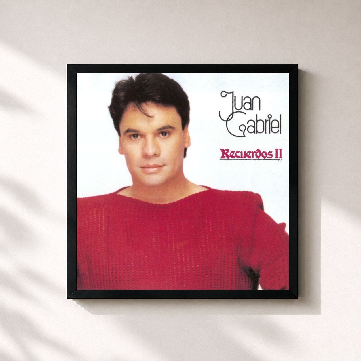 #noir Tableau carré de l'album Recuerdos II de Juan Gabriel, cadre noir 32x32 cm