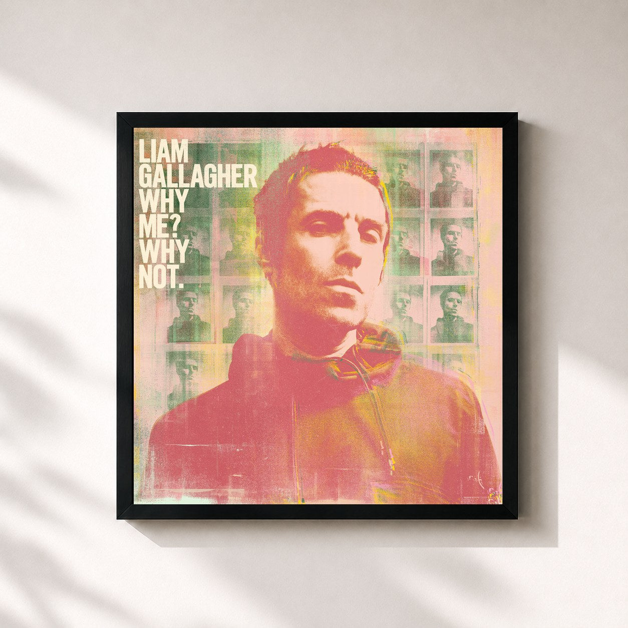 #noir Tableau carré de l'album Why Me? Why Not. (Deluxe Edition) de Liam Gallagher, cadre noir 32x32 cm