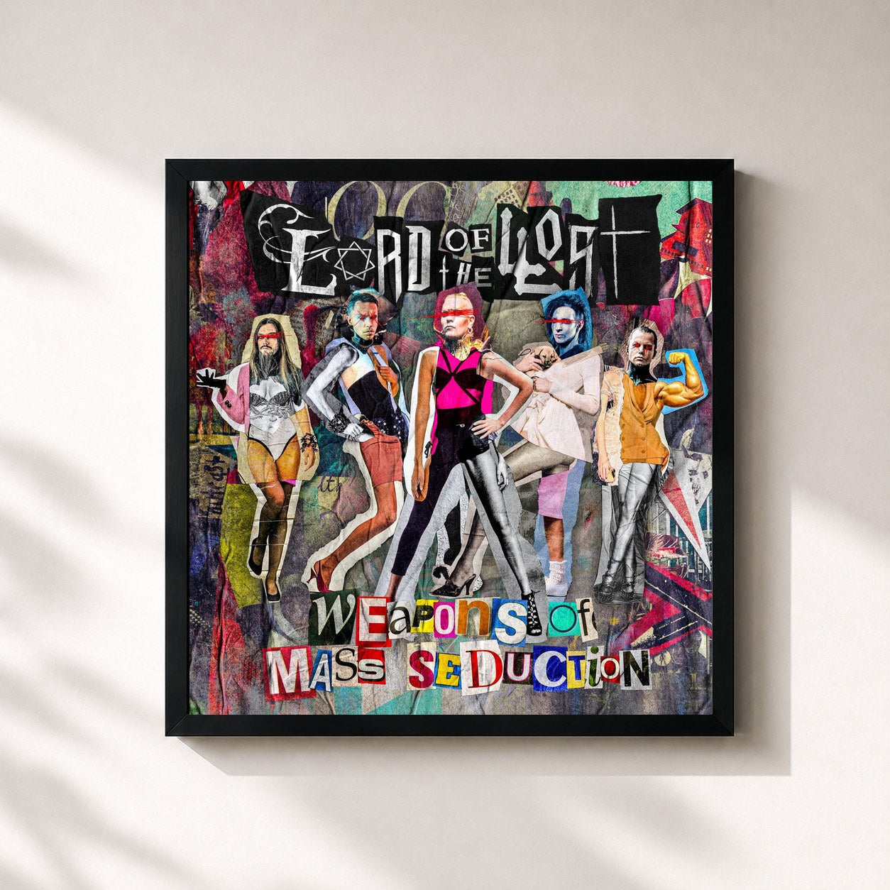 #noir Tableau carré de l'album Weapons Of Mass Seduction de Lord Of The Lost, cadre noir 32x32 cm