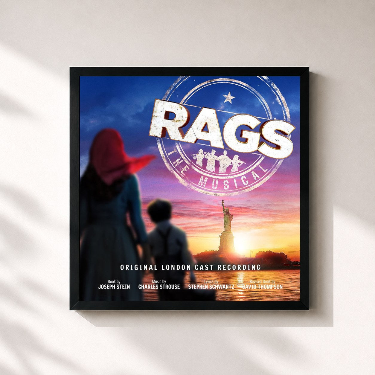 #noir Tableau carré de l'album Rags: The Musical (Original London Cast Recording) de Stephen Schwartz, cadre noir 32x32 cm