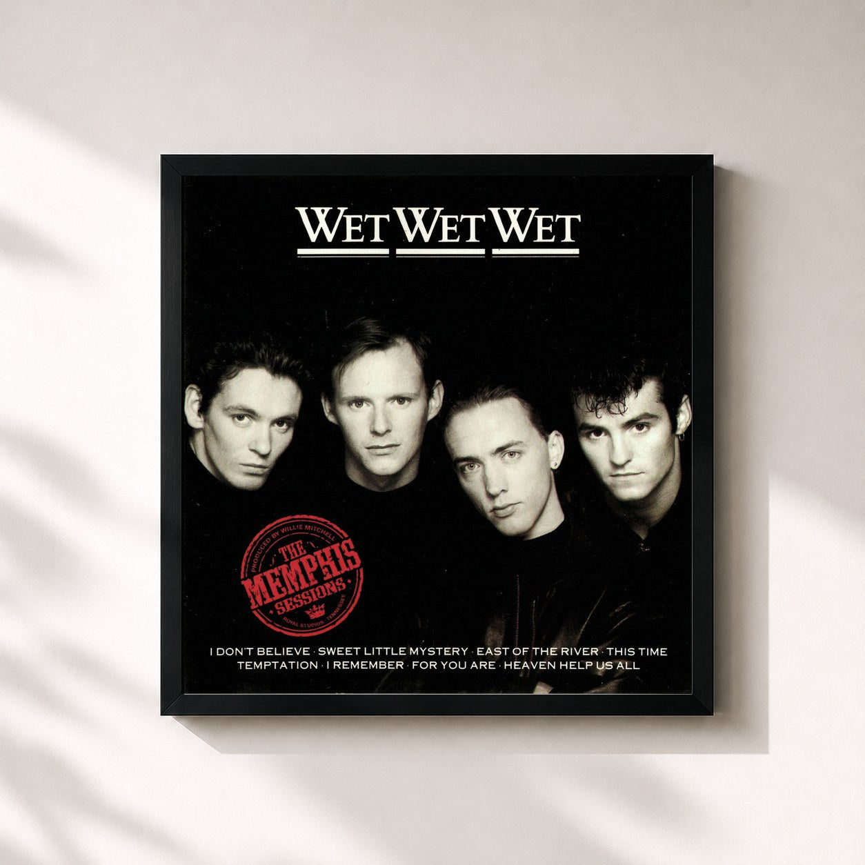 #noir Tableau carré de l'album The Memphis Sessions de Wet Wet Wet, cadre noir 32x32 cm