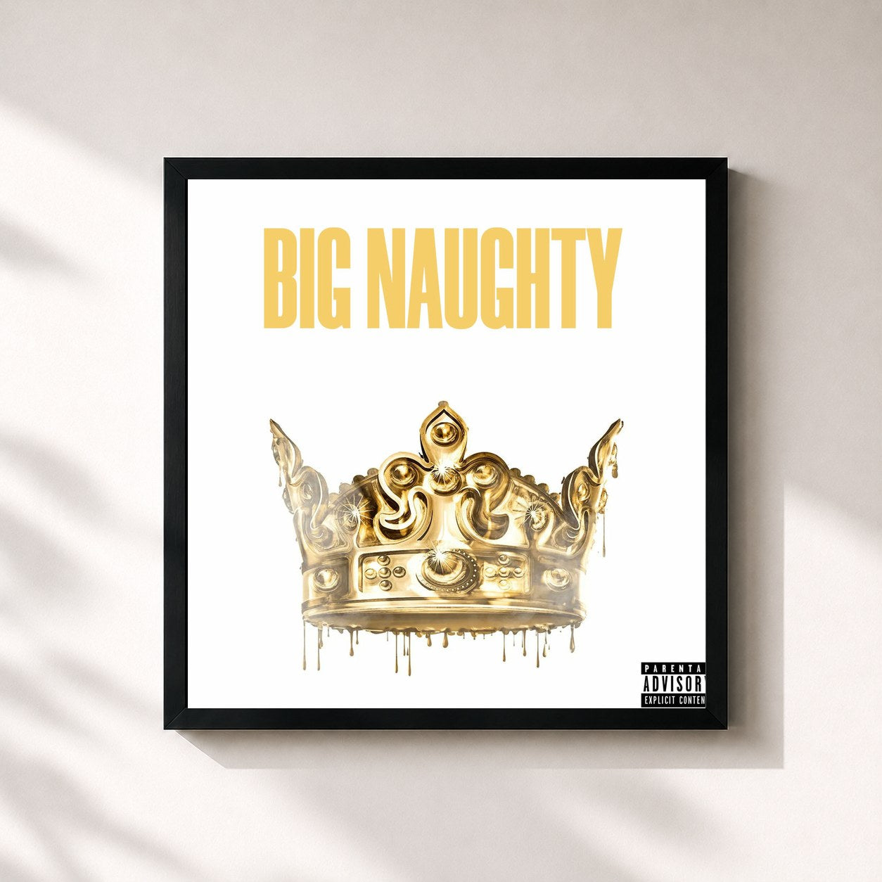 #noir Tableau carré de l'album King Me de BIG Naughty, cadre noir 32x32 cm